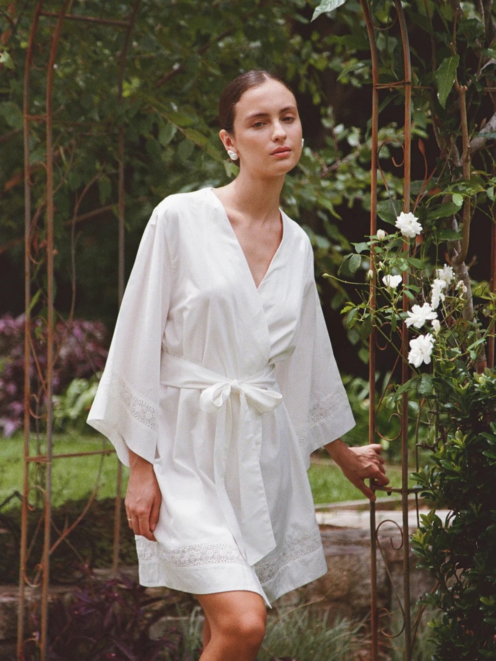 Piyama Giselle Cotton Lace Kimono Robe NWOT XS
